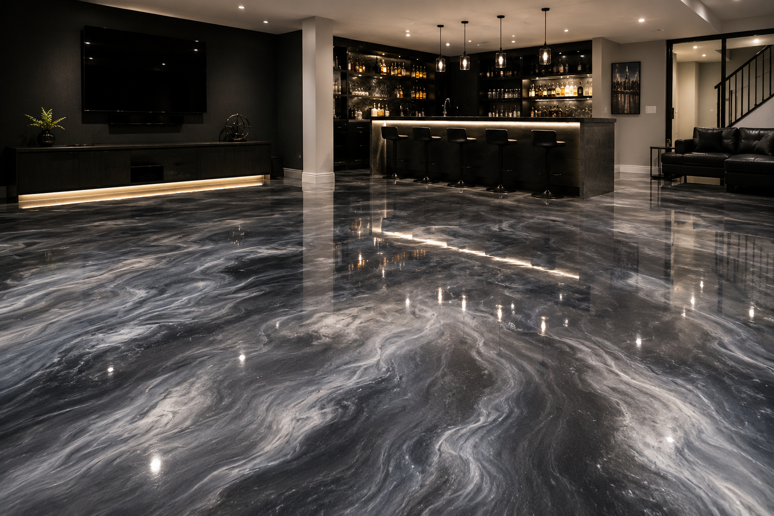 High-Gloss Metallic Epoxy Finish